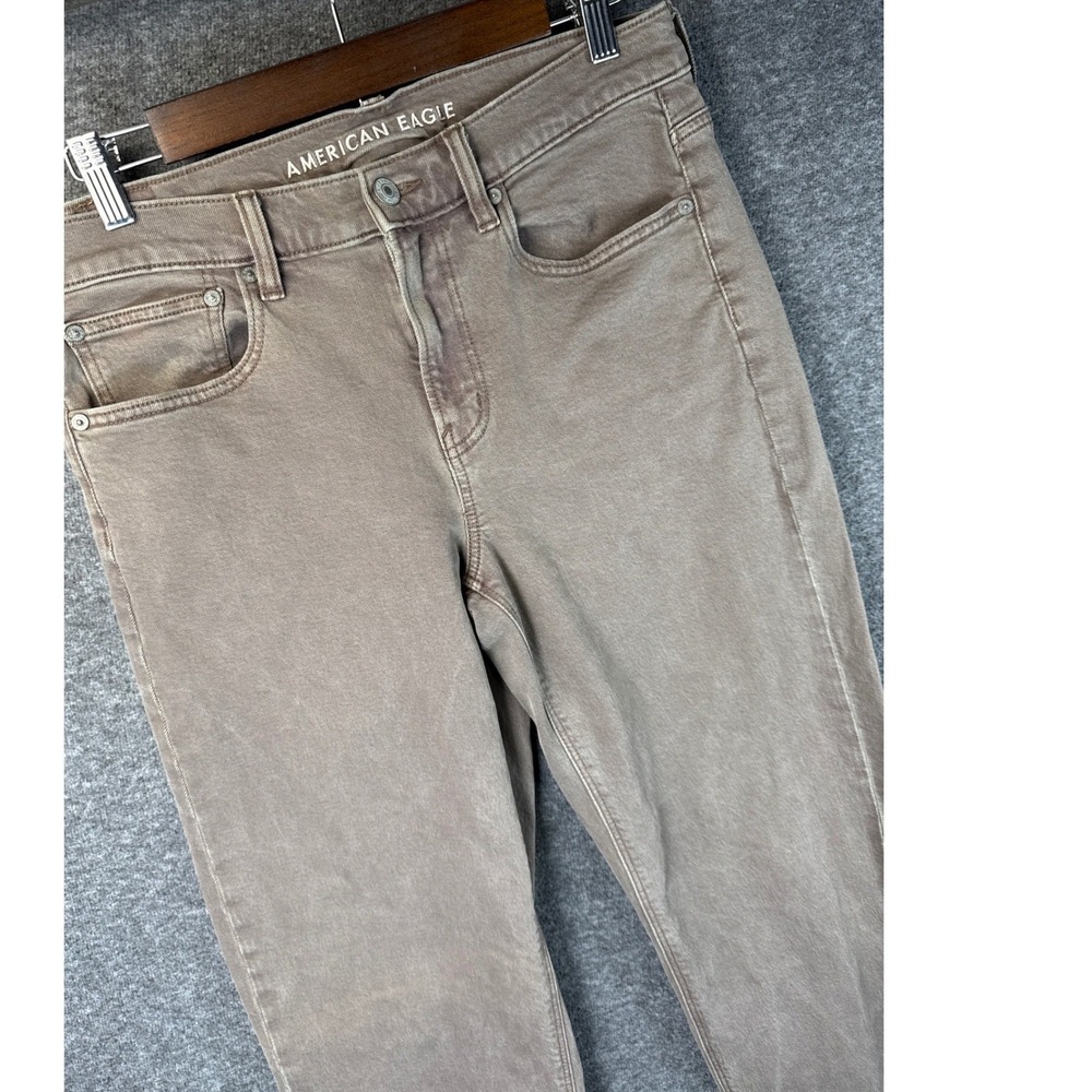 American Eagle 90s Straight Jeans Taupe Brown High Rise‎ Stretch Size 8 R Travel